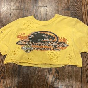 harley davidson distressed, vintage cropped t shirt
